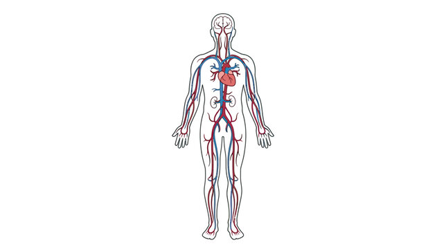 Human Circulatory System Anatomy, Heart and Blood Vessels Diagram