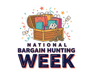 Fototapeta premium National Bargain Hunting Week Vector Art, Smart Shopping and Best Deals Concept Isolated on White Background