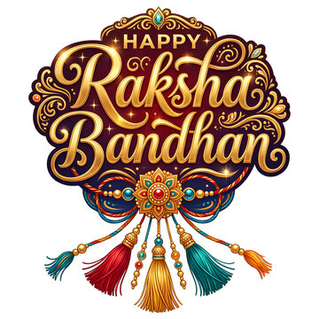 Happy Raksha Bandhan auspicious pooja elements on wooden texture