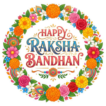 Happy Raksha Bandhan golden typography with royal Indian patterns