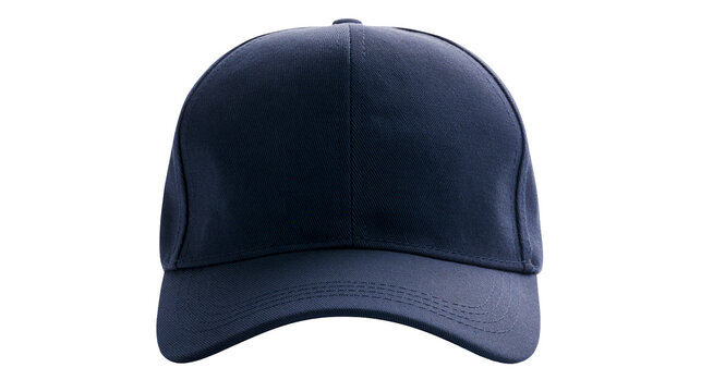 Plain dark blue baseball cap, isolated on transparent background