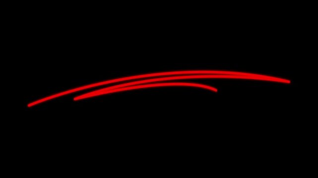 Set of self drawing text highlight underline stroke animations with red and black design elements on white background.