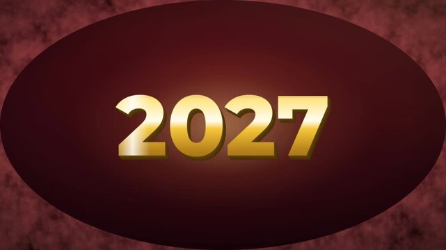 Thick Rich Red Smoke Clearing to Reveal Sharp Metallic Gold 2027 Text