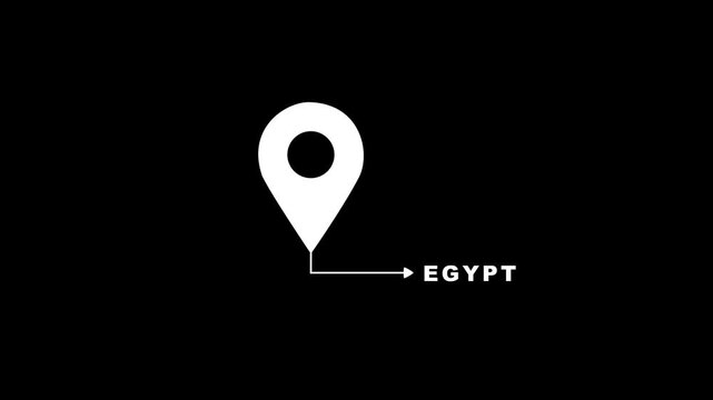 Animated Location Pin Pointer Showing Egypt on Black Background | GPS Map Marker Motion Graphics