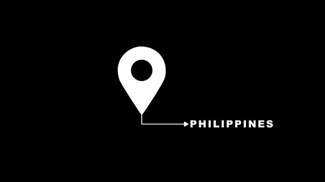 Animated Location Pin Pointer Showing Philippines on Black Background | GPS Map Marker Motion Graphics