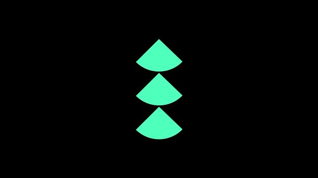 Three stacked mint teal triangular arrow shapes pointing upward, representing hierarchy levels, progress stages or an ascending order symbol with a