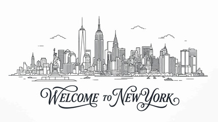 Fototapeta premium New York City Skyline Sketch 
