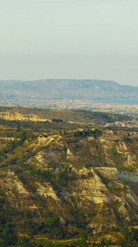 Landscape of ancient badlands mountains in Calabria Ionic coast