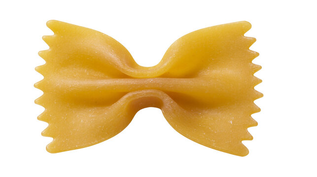 Golden yellow farfalle pasta bow tie shape, isolated on transparent background