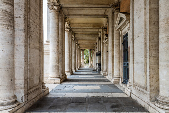 Colonnade of the Capitoline Museums at the Campidoglio, Rome, Italy