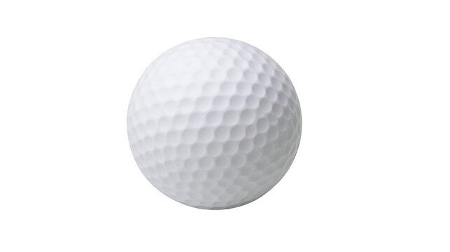 White dimpled golf ball isolated on transparent background