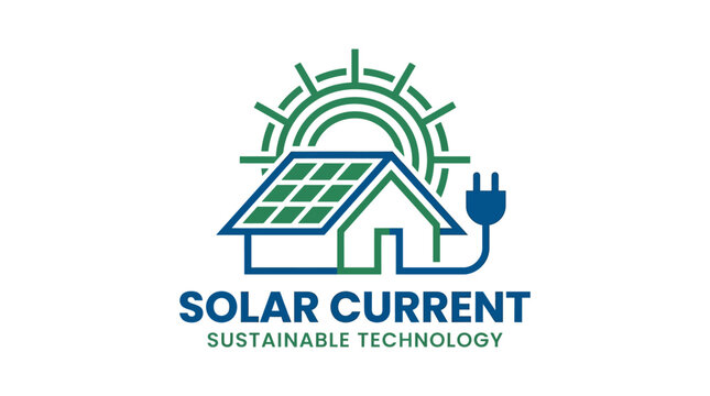 Sustainable technology solar energy logo design.