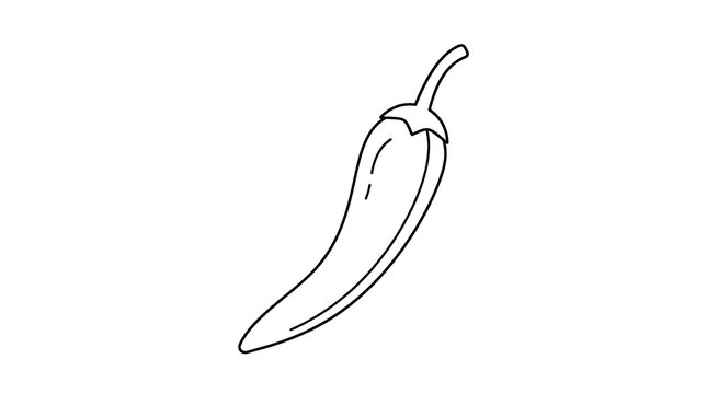 Chili pepper sketch line art drawing isolated on white background with capsicum vegetable illustration ingredient seasoning isolated