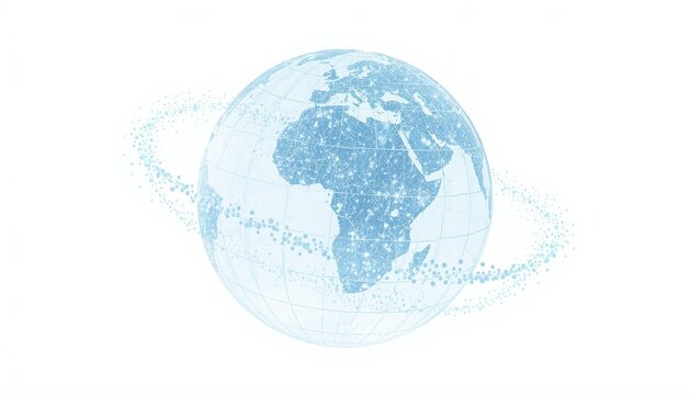 Digital technology earth globe with connecting data orbits technology connectivity communication abstract connection internet business innovation information international computer