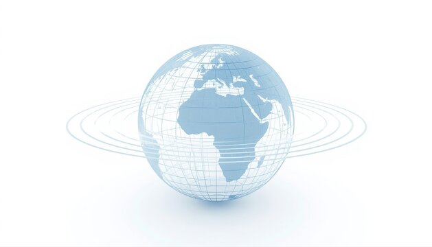 Global digital earth globe with circular data rings technology connectivity communication abstract connection internet business innovation information international computer structure