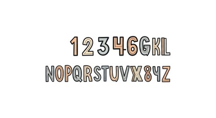Fototapeta premium Alphabet and numbers typography design.