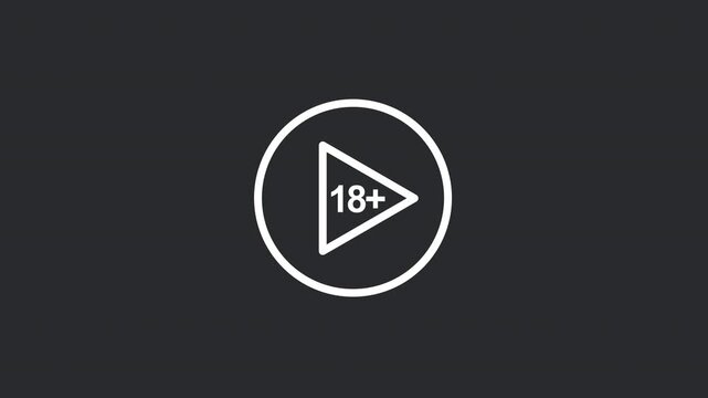 Adult Content Video File Transition Motion Graphic. Seamless Loop NSFW Media Warning on Transparent Background.