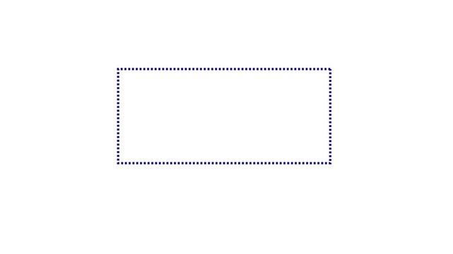 Dotted line rectangle frame animation on white background. Animation of a dotted line path from left to right point. border frame dotted line animation isolated on white screen.