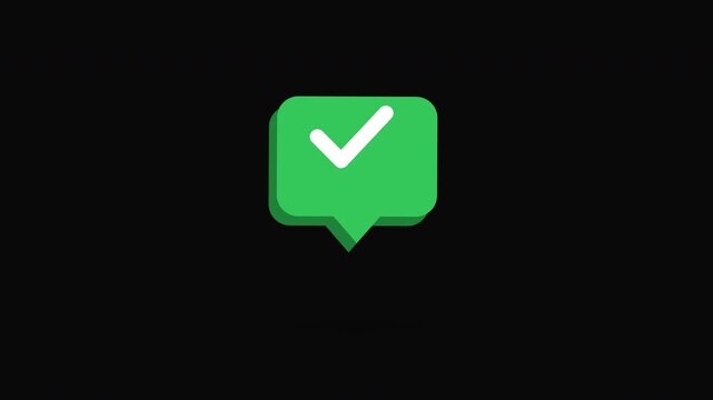 update notification popup 3d floating checkmark success verification complete status badge loop 4k