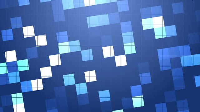 Bright blue geometric square patterns digital background abstract cool white light grid. Ideal for technology, digital art, websites, and futuristic projects needing a sleek backdrop.
