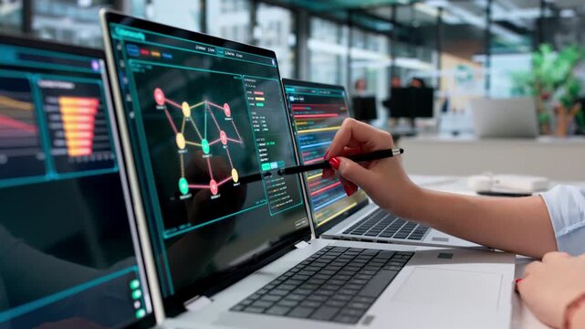 Cybersecurity Analyst Monitors Systems For Threats