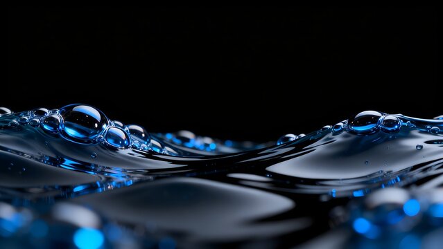 Blue water bubbles and waves