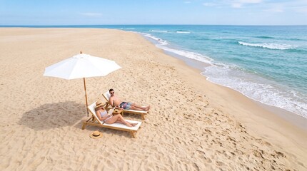 Beach Relaxation on Long Weekend with Ocean Copy Space