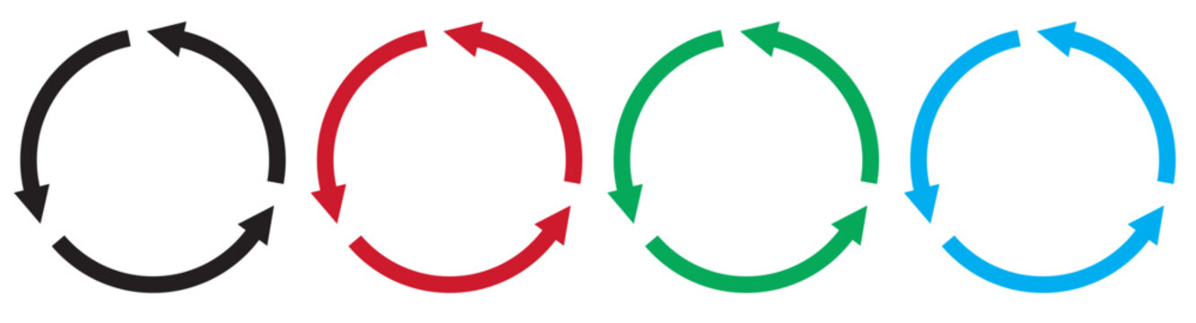 Arrow Loop Icon Set Continuous Cycle Update Refresh Rewind Swap Round Arrow Vector Illustration.