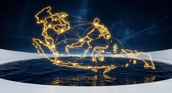 Southeast Asia Digital Connectivity Network Map Concept