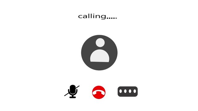 Video call interface with calling text and person icon communication online animation