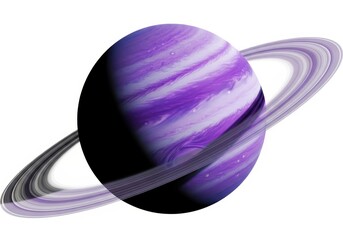 Obraz premium Purple Gas Giant Planet with Rings Isolated on White Background - 3D Illustration of a Celestial Body