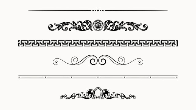 Elegant ornate decorative border designs with intricate patterns in black and white