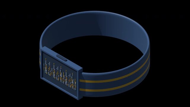 3D isometric smartwatch animation. Smartwatch in futuristic style. Modern smartwatch. Isometric technology. Transparent background with alpha channel
