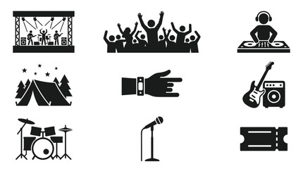 Fototapeta premium Music festival icons and symbols.