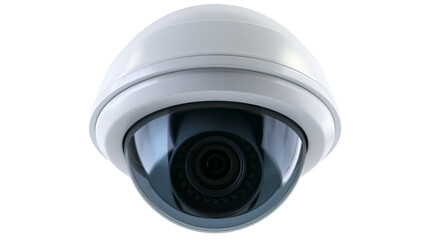White dome security camera with dark tinted lens, isolated on transparent background © Martina