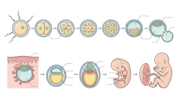 Premium human embryonic development medical infographic vector