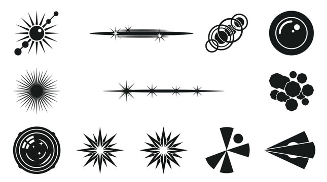 Black and white abstract shapes icons.