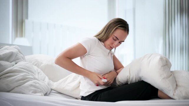 Young Woman Uses Allergy Injector During Emergency Anaphylaxis Attack