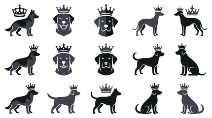 Various dog breed silhouettes wearing crowns. © Habl