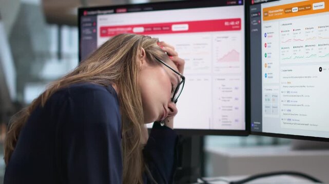 IT Support Specialist Monitoring Real-time Alerts, Feeling Tired