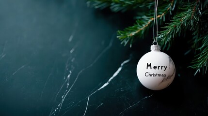 Fototapeta premium A white Christmas ornament labeled 
