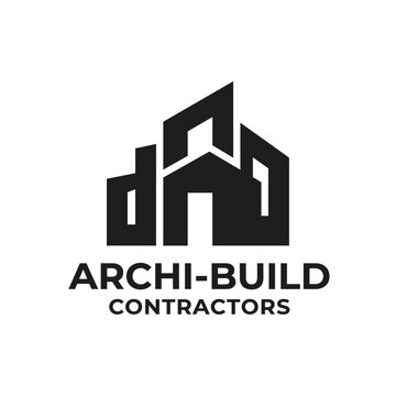 Industrial construction real estate logo archi build contractors icon for city skyline apartment building architecture corporate brand identity vector element
