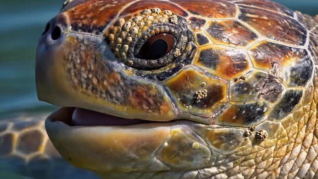 Close up of sea turtle head