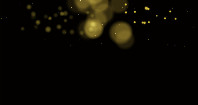 Golden Sparkle Bokeh Overlay with Floating Light Particles, Festive Glitter Effect, Luxury Transparent