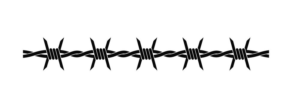 Barbed wire icon. Sharp metal fence and security barrier. Vector illustration