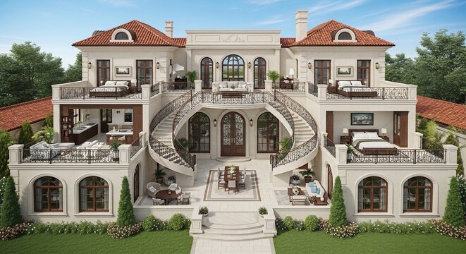 Luxury mansion architectural exterior