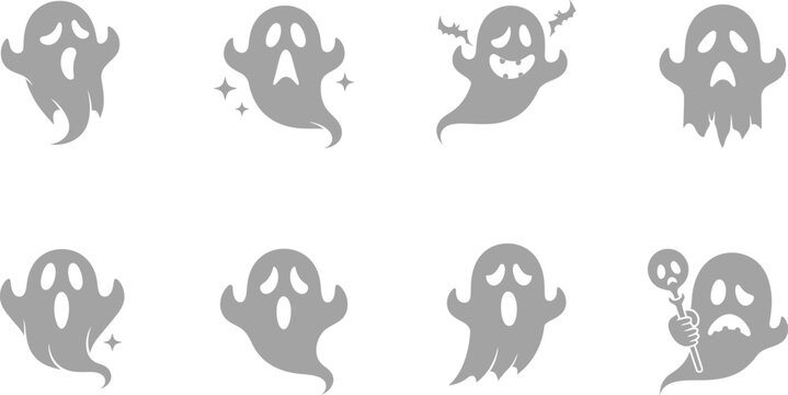 Halloween ghost silhouette icons set