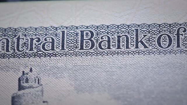 Central Bank of Iraq Currency Note Detail Closeup 