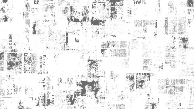 Collage of old newspaper clippings and torn paper with faded text and images everywhere