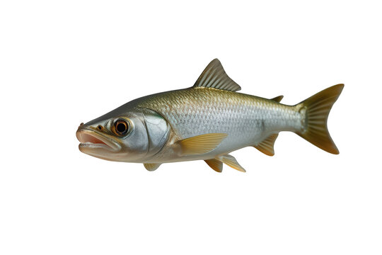 Aspius fish, also known as asp, presenting a freshwater predatory fish with silvery scales and golden fins
